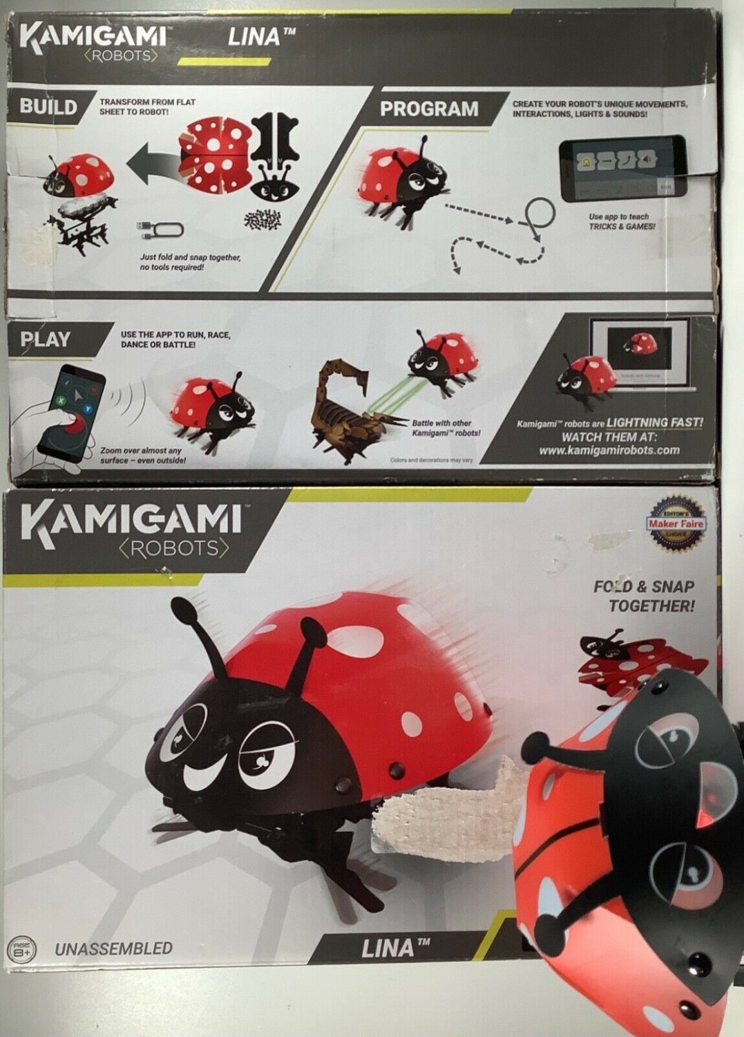 STEM Kamigami Lina Robot Ladybug Lot 2 Brand New Unassembled Kits & One Complete