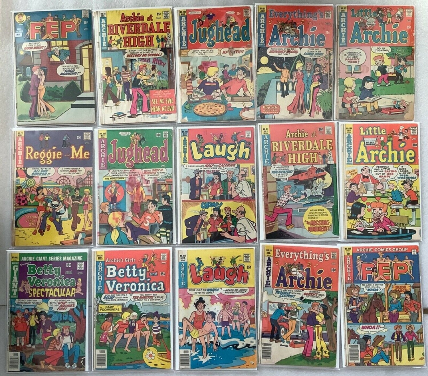 15 Book Bronze Age Archie Comics Lot - Low Grade Pep Riverdale Betty Veronica