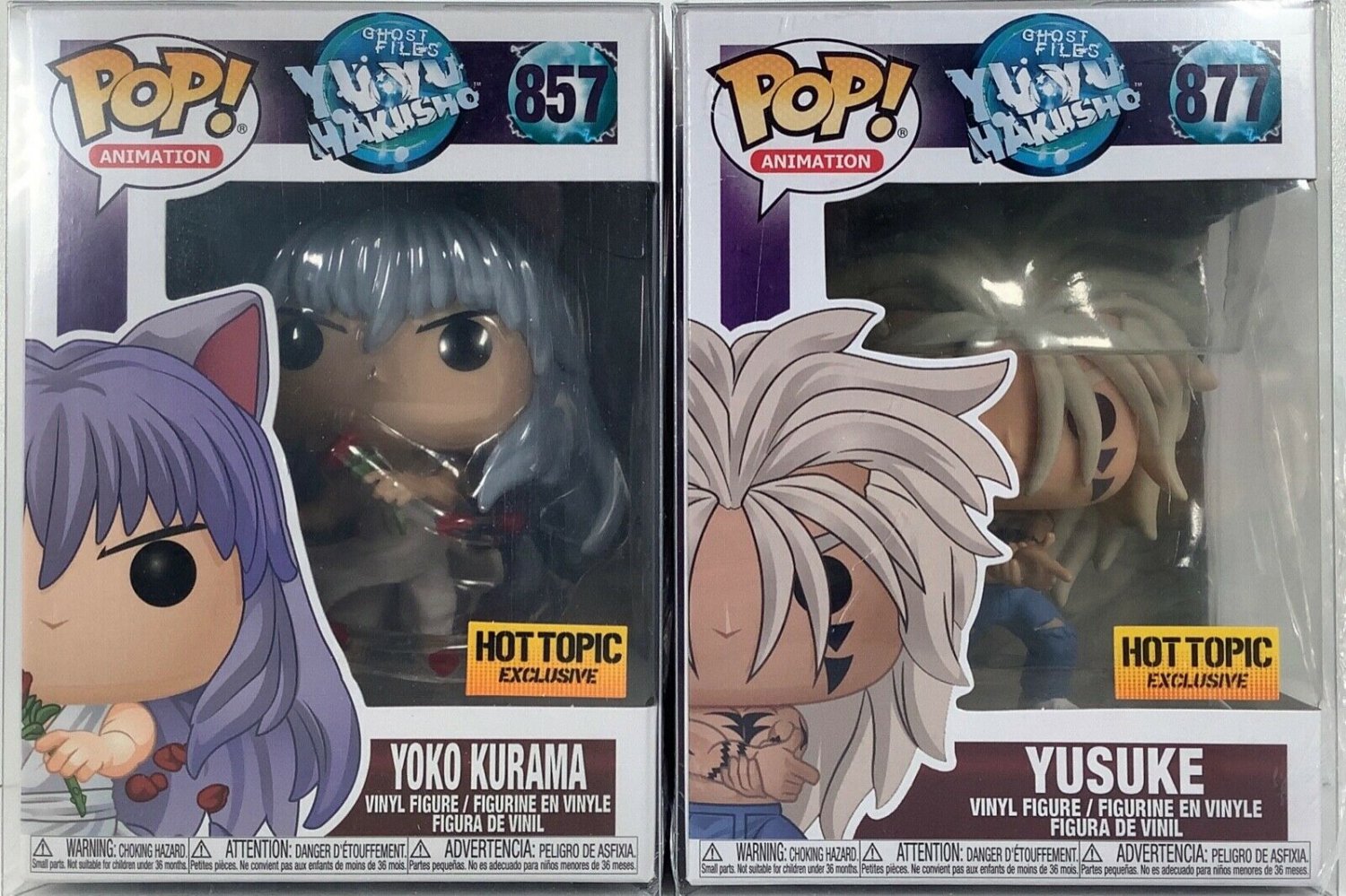 Funko Pop! Animation Yu Yu Hakusho 857 Yoko Kurama & 877 Yusuke w/Protectors