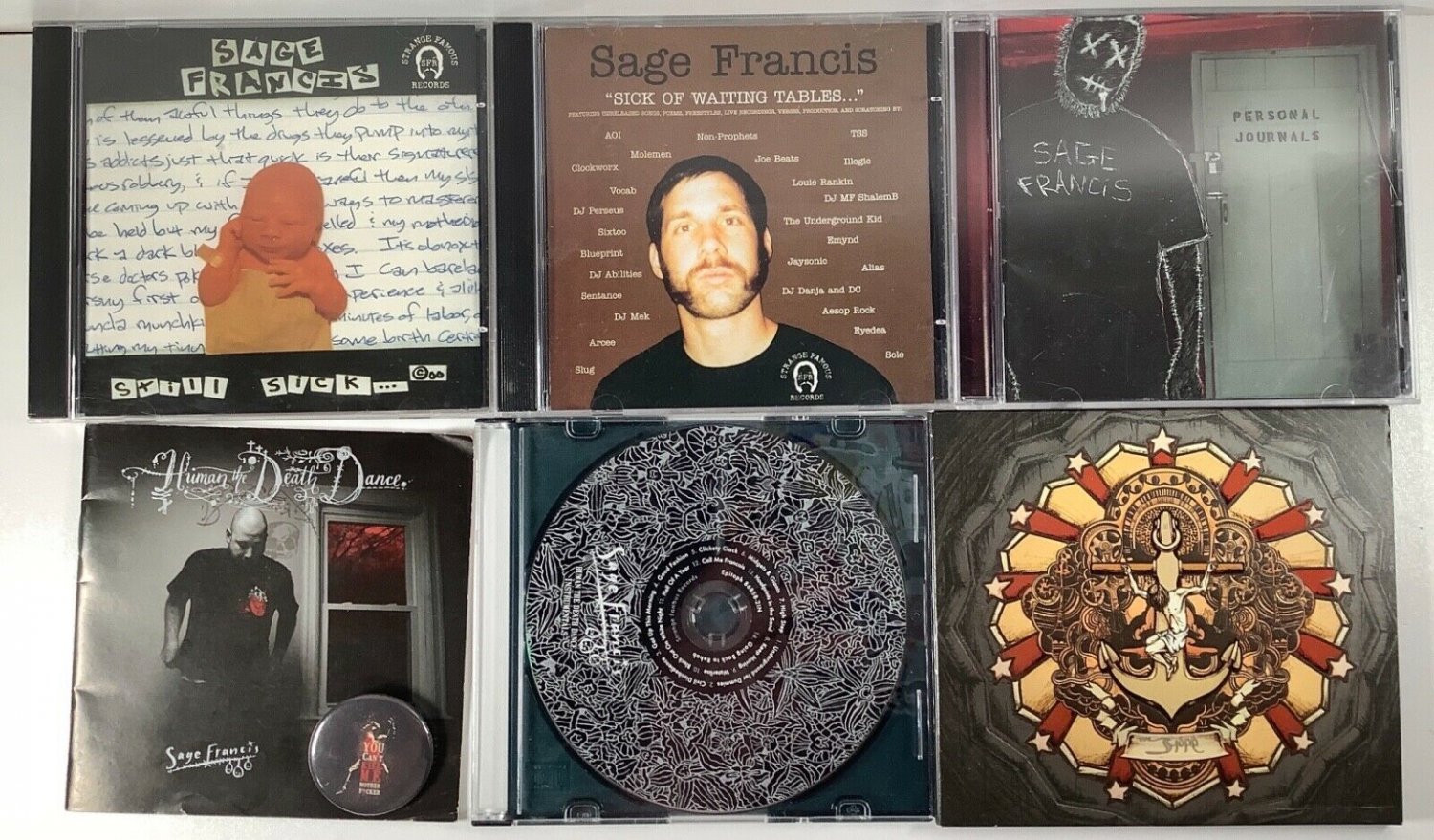 Sage Francis 5 CD Lot & Pin Sick of...Series Non-Prophets Anticon Epitaph Lex