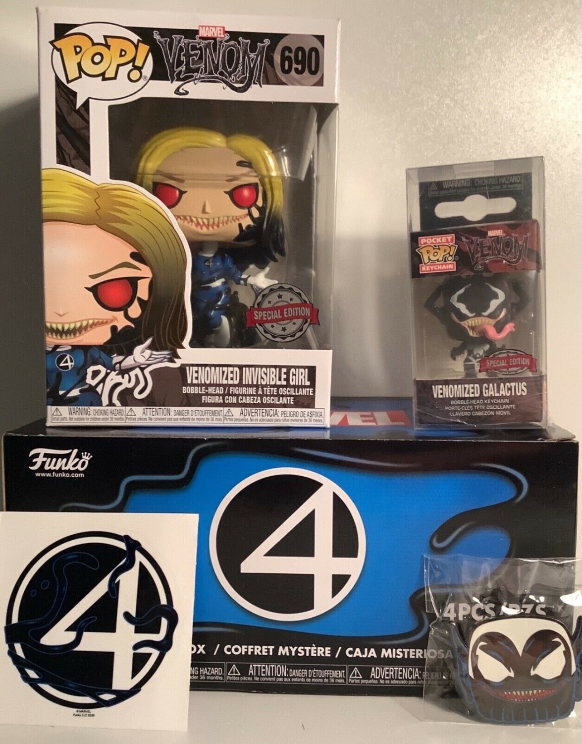 Funko POP! Venomized Fantastic Four 4pc Mystery Box EB Games Canada w/Protectors