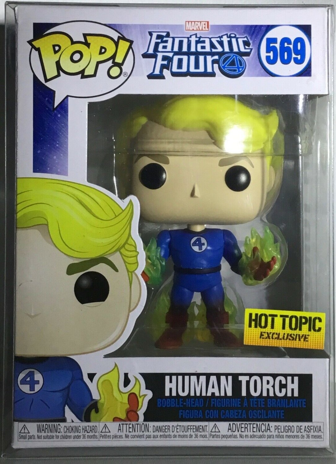Funko Pop! Marvel 569 Human Torch Hot Topic Exclusive w/Protector