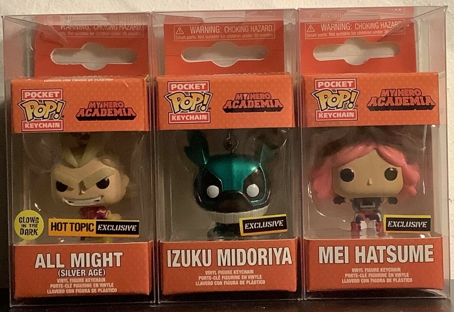 Funko Pocket Pop! My Hero Academia Exclusives Izuku, All Might, Mei w/Protectors