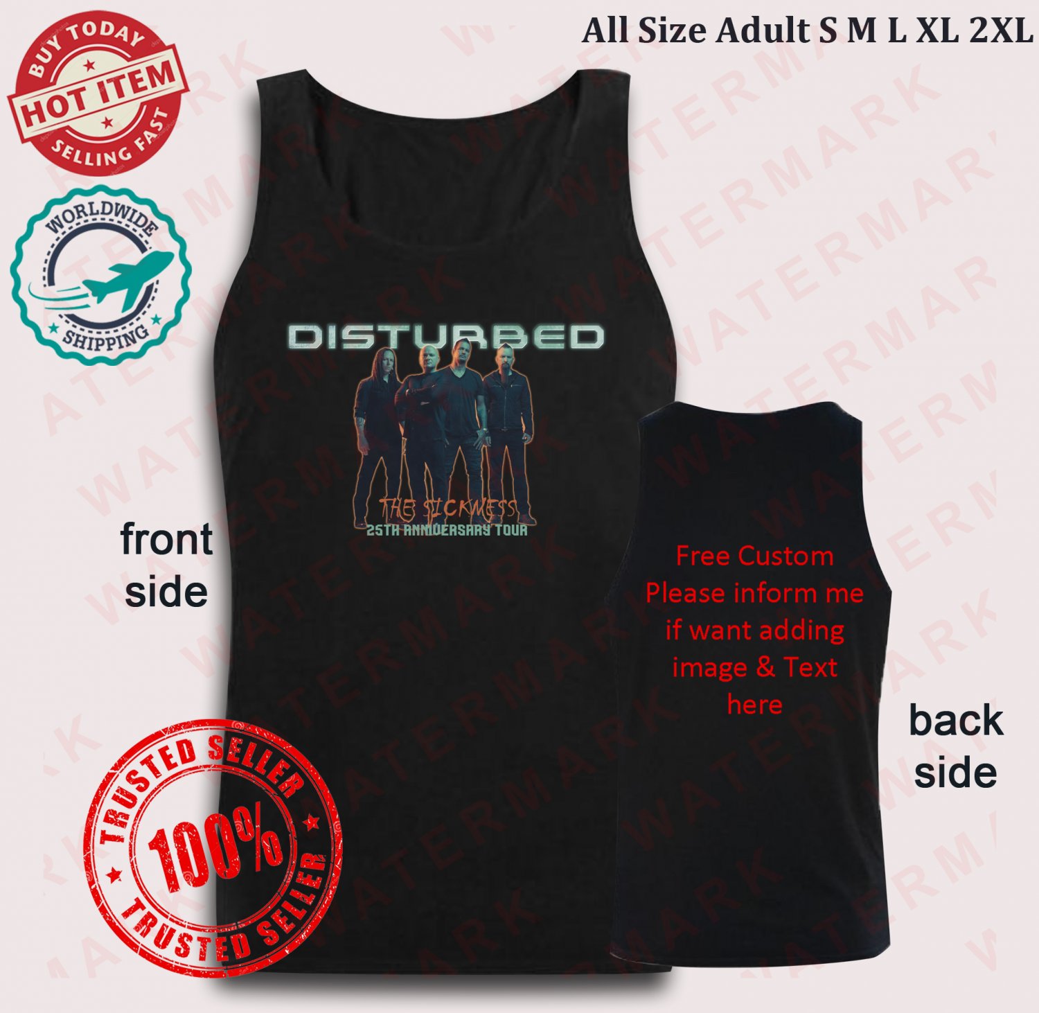 DISTURBED THE SICKNESS 25TH ANNIVERSARY TOUR 2025 Tank top