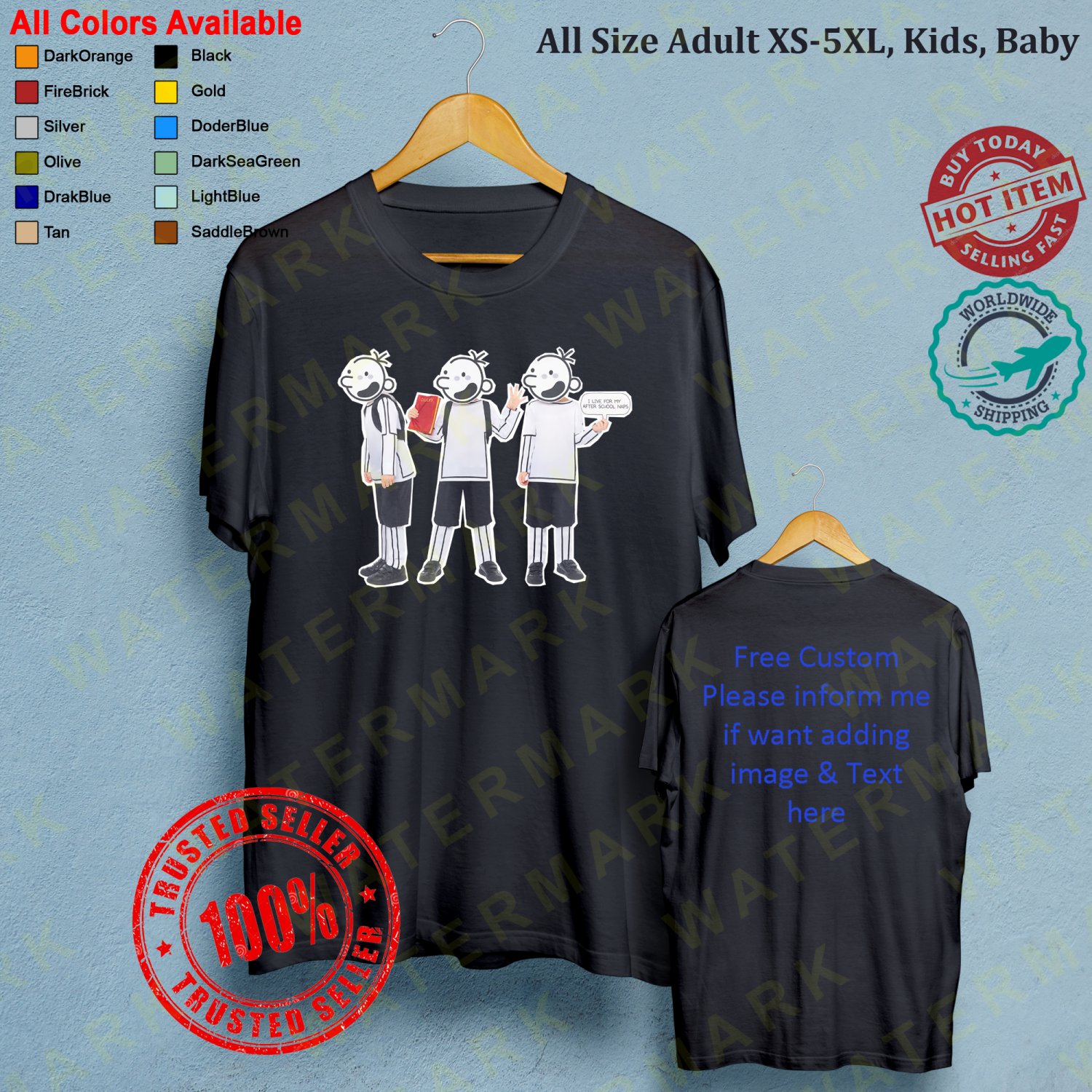 2 DIARY OF A WIMPY KID WORLD BOOK DAY  T-shirt Adult S-5XL