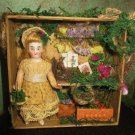 Sweet 3" All Bisque Miniature Dollhouse doll in Mini Herb/ Flower Garden/Shop Display