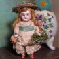 " In The Garden" Sweetest 41/2" All Bisque Mignonette dollhouse doll and mini lamb