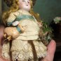 " In The Garden" Sweetest 41/2" All Bisque Mignonette dollhouse doll and mini lamb