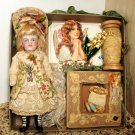 Lovely 5" All Bisque German Mignonette doll w/Strap boots and Box of accessories
