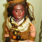 Beautiful 71/2" Bisque head ( Glass eyes, swivel head) Brown tone skin doll in Travelers Display Box