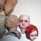 Group of All Bisque Antique German ( Miniature 1 1/4"-31/2") Doll heads, body,torsos, arms & legs