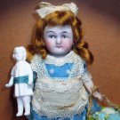 Tiny 31/2" all Bisque Miniature German dollhouse doll and mini dolly