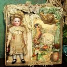 Lovely 3" All Bisque Miniature Pocket size little lady doll in Display Box