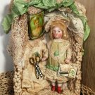 Lovely 4" All Bisque German Mignonette Little doll in keepsake Box