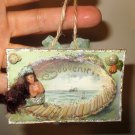 Miniature 1" OOAK ( Artist) Sleeping Mermaid on Souvenir Ornament  Card