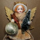 5" Bisque Head Spun Cotton Artist Christmas Angel Ornament