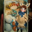 4½" Easter Antique German Mignonette (Glass Eyes) Doll and Bunny
