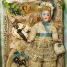 3" All Bisque Antique German Miniature Doll in Display Box
