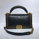 Coco C gold chain detailed Black Handbag