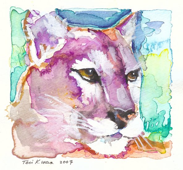 "Mountain Lion" Watercolor Painting Print