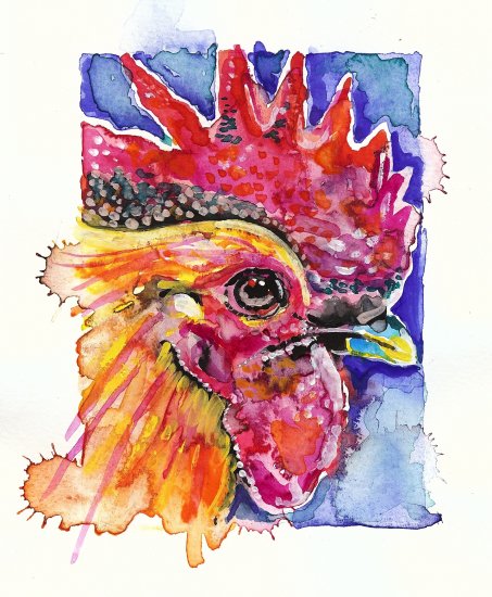 "Rooster" Watercolor Painting Print