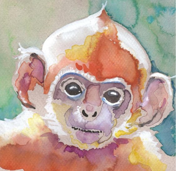 Monkey Watercolor Painting Print