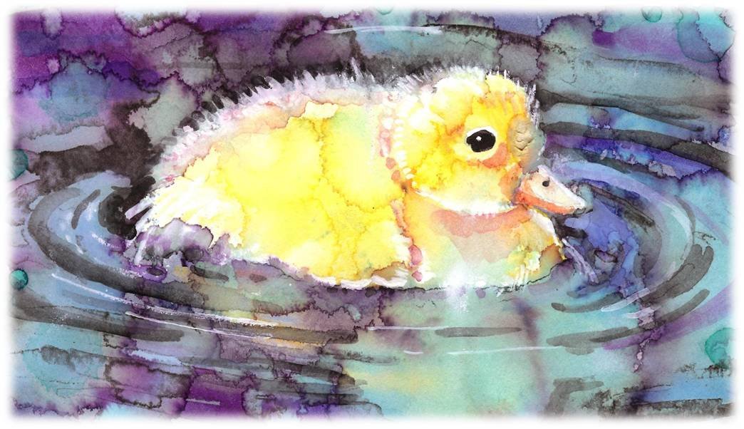 "Puddle Duckling" Watercolor Painting Print