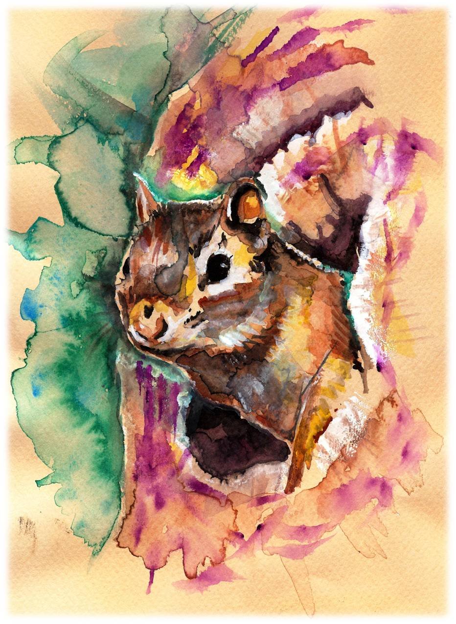 "Chipmunk"" Watercolor Painting Print