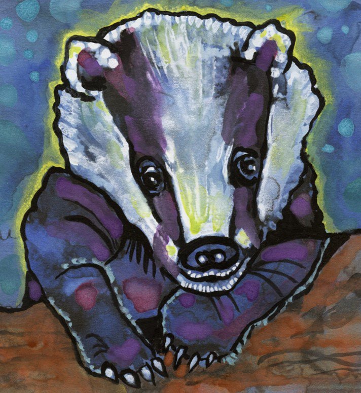 "Nighttime for Badger" Watercolor Painting Print