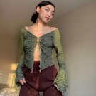 90s Vintage Fairy Ruffles Button T-shirts Y2K Aesthetic Women