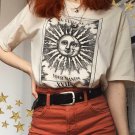 kuakuayu HJN The Future Is In Your Hands Sun And Moon Print Beige T-Shirt kuakuayu HJN The Future Is In Your Hands Sun And Moon Print Beige T-Shirt
