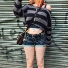 Gothic Striped Knitted Pullovers 2000s Retro Dark Academia Sweater Y2K Vintage &&