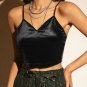 Crop Sexy Butterfly Embroidery Mesh Velvet Cami Top Women