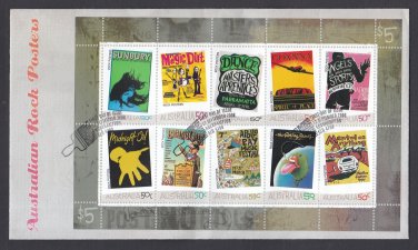 Australia. ROCK POSTERS. Miniature Sheet FDC. Ref: P0320