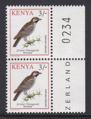 Kenya: 1993 BIRDS - MLEMBE. VERTICAL PAIR WITH MARGINS. MNH. Ref: P0298