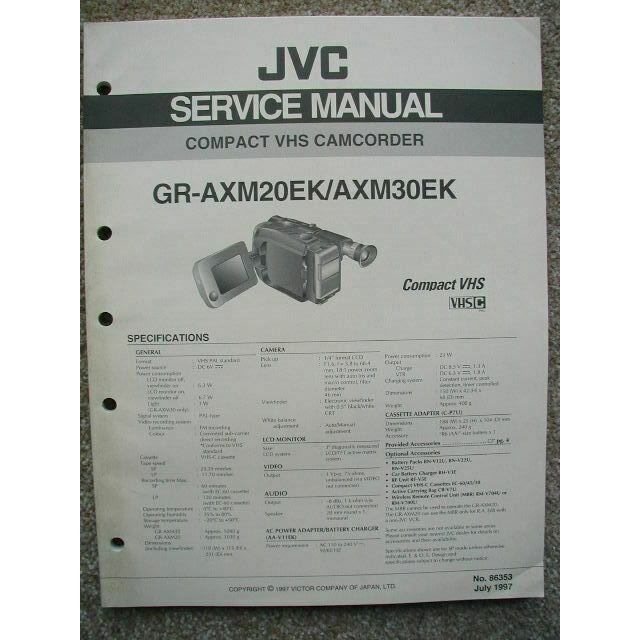 JVC Original Service manual GR-AXM20EK / AXM30EK VHS Camcorder