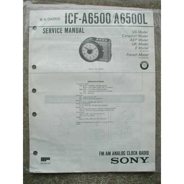 Sony ICF-A6500 / A6500L Service manual