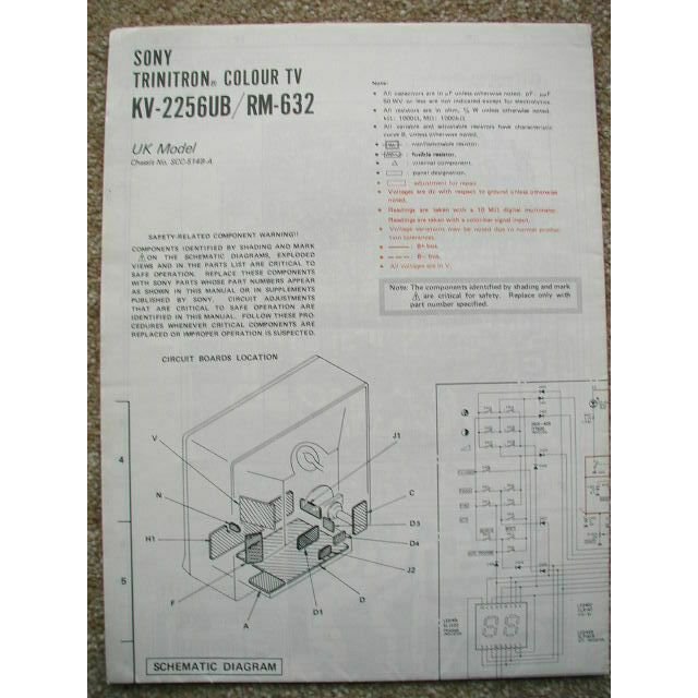 Sony KV-2256UB Schematics only
