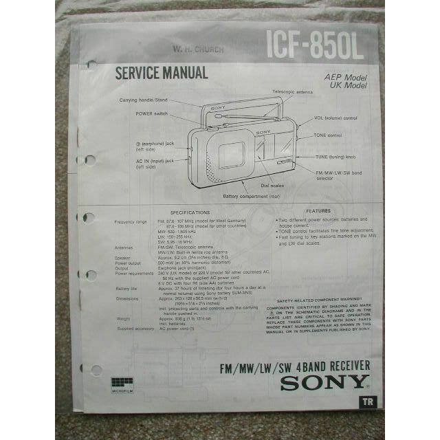 SONY ICF-850L Service manual