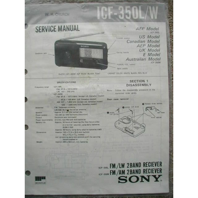 SONY ICF-350L / W Service manual
