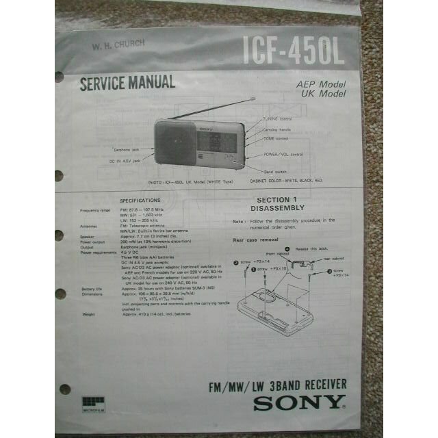 SONY ICF-450L Service manual