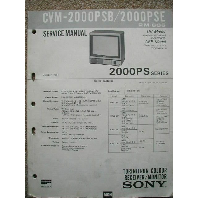 Sony CVM-2000PSB / CVM-2000PSE Service manual