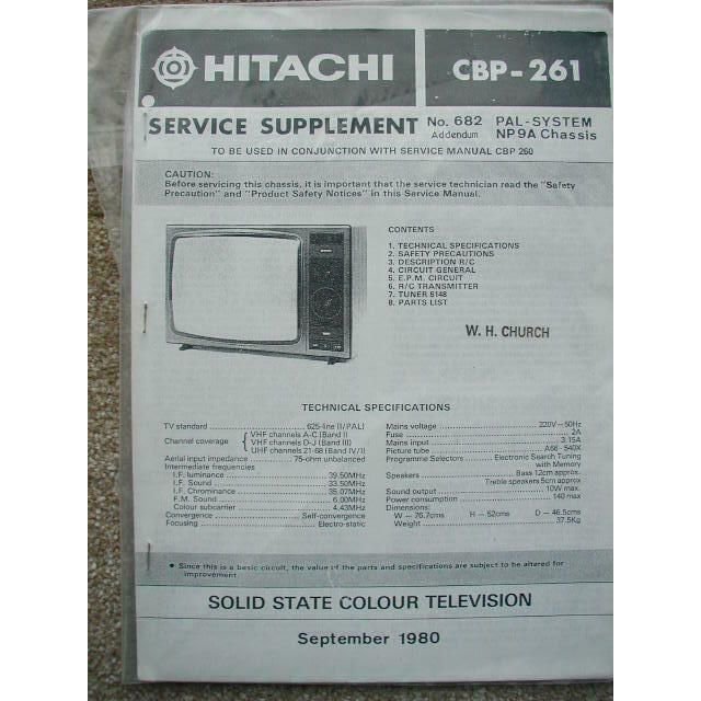 SERVICE MANUAL Hitachi CBP-261 Copy of Service manual Supplement