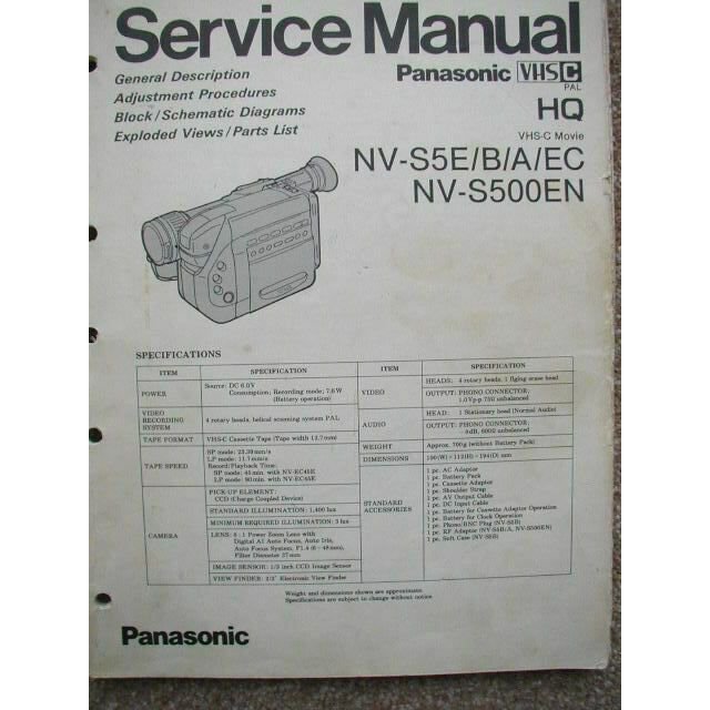 SERVICE MANUAL Panasonic NV-S5E NV-S500EN