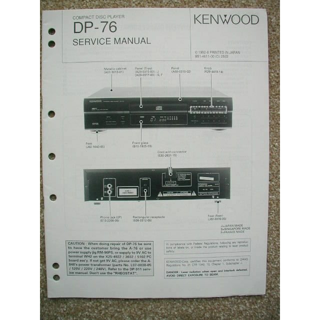 Kenwood DP-76 Service manual