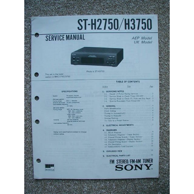 Sony ST-H2750 / H3750 Service manual