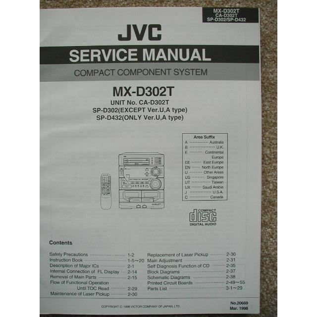 JVC MX-D302T Service manual Unit no: CA-D302T