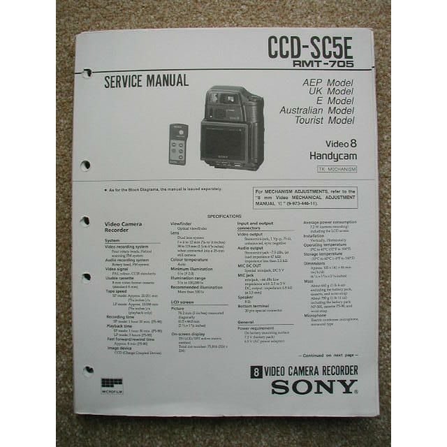 Sony CCD-SC5E Original Service manual