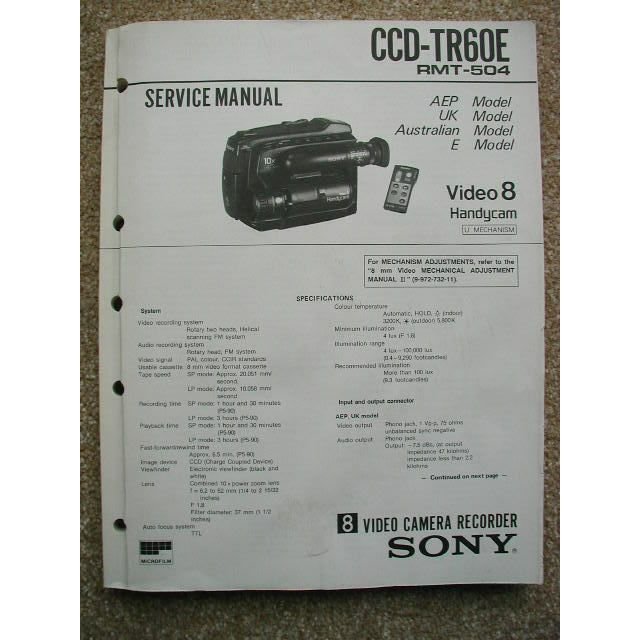 Sony CCD-TR60E Service manual