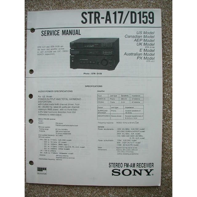 Sony STR-A17 / D159 Service manual